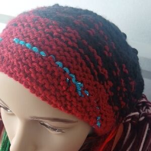 Red and Black Knit Beanie
